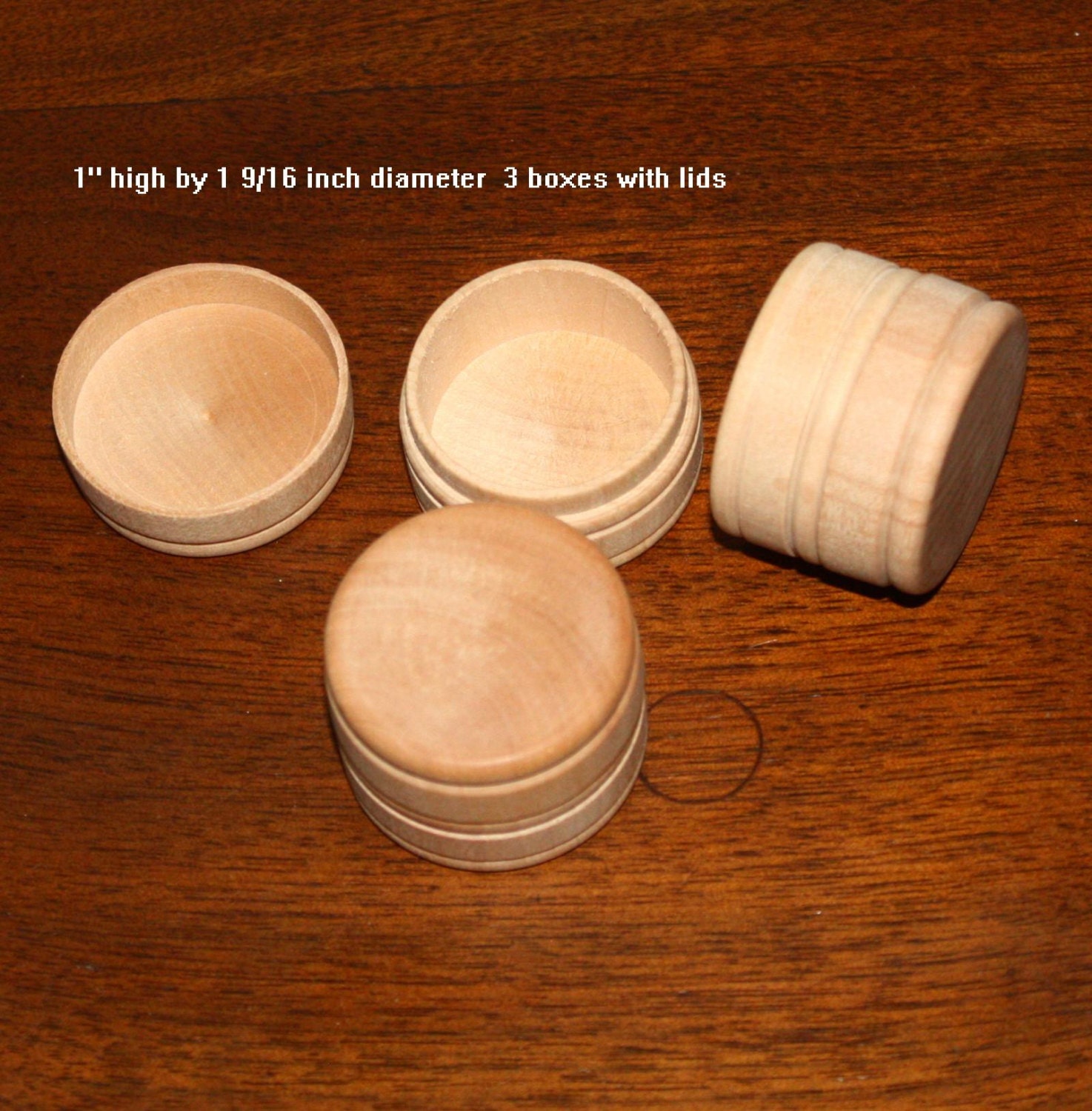 5 Round SMALL Wood Boxes w/Lids Unfinished 1 x by ModelTrains