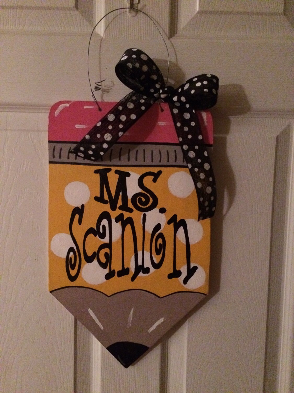 REVERSIBLE wooden pencil teacher sign/ door by CadiebellasCloset