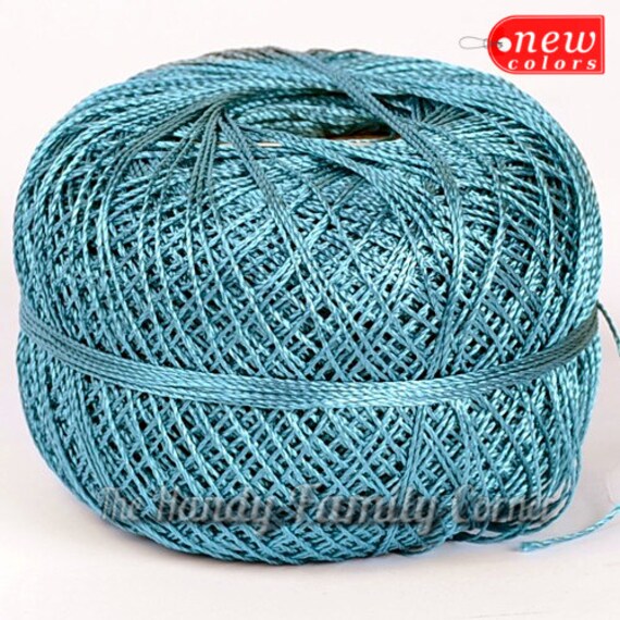 Teal color 785 viscose silk yarn knitting lace by HandyFamily