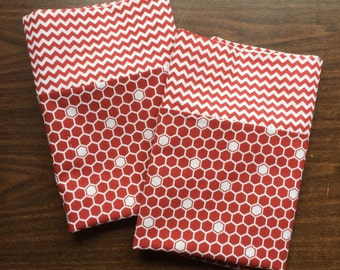 Red - Set of 2 Handcrafted Cotton Frill Pillow Covers 10