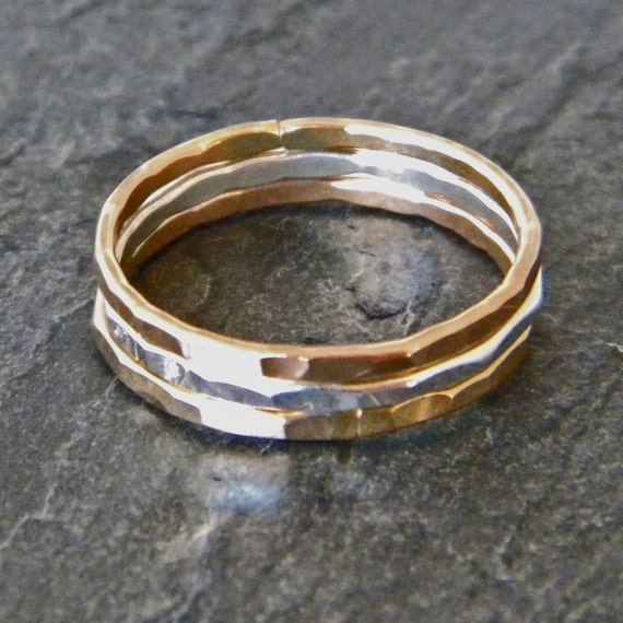  Silver  and gold  stacking  ring  set by SerendipityHandcraft 