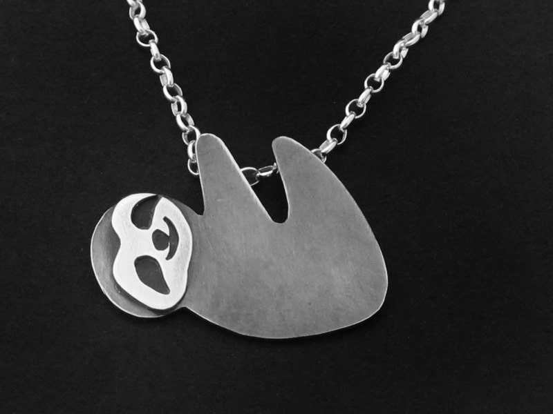 Sloth Necklace Silver Hanging Sloth Jewelry Costa Rica