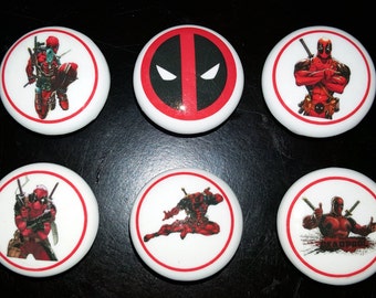 Deadpool superhero set / Bedroom Dresser Knob / Nursery Knobs / Superhero Ceramic knobs / Superhero Cabinet Knobs Pull Handle Hardware
