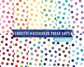 Confetti Digital Paper, Watercolor Confetti, Watercolor Confetti Background Digital Paper, Background Confetti Clip Art