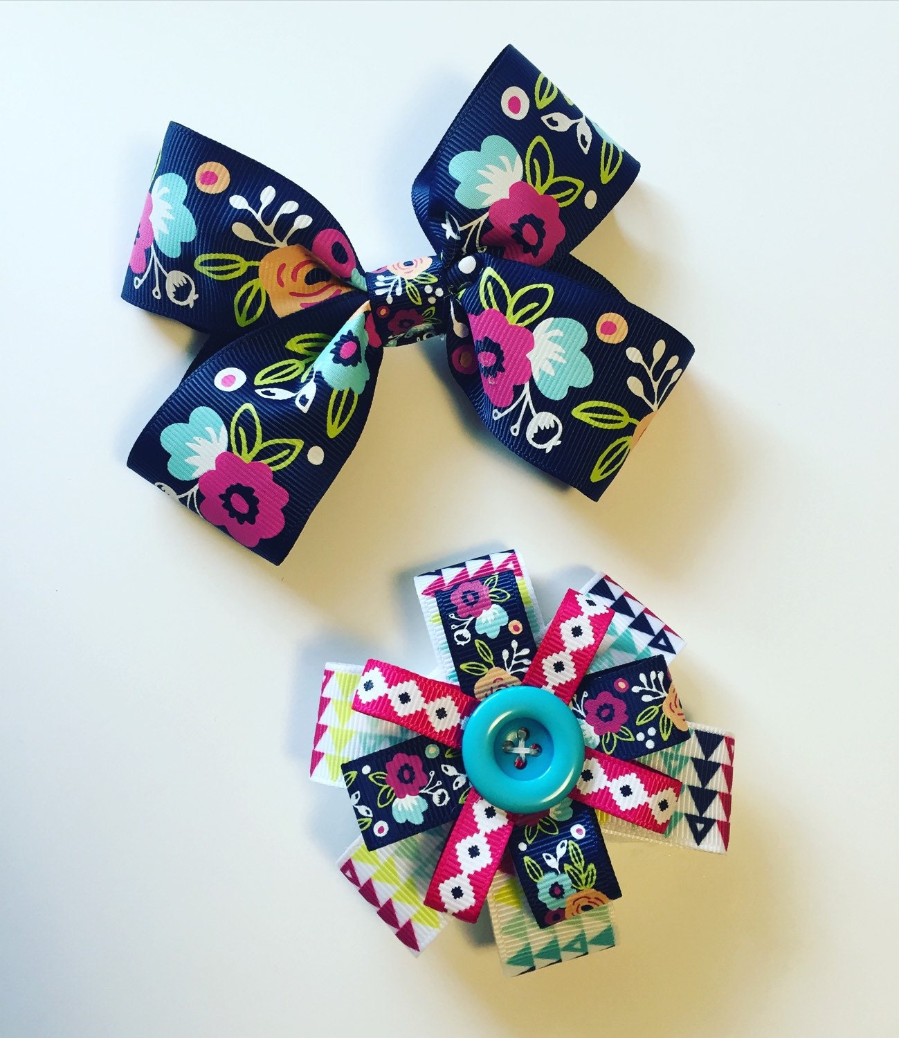 Boho Floral Girl Hair Bow with alligator clip