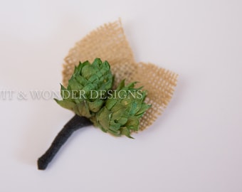 Little HOPPER Beer Hops and Burlap Boutonnieres