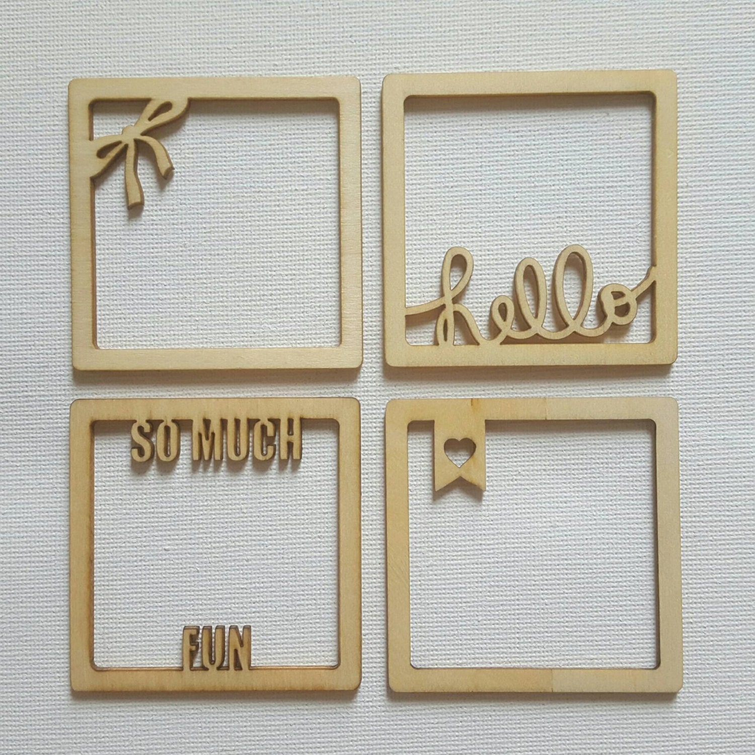 4pcs Medium Slogan Photo Picture Frame Shape DIY Blank Tiles