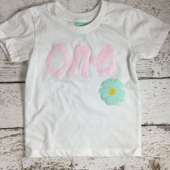 pink and mint green birthday shirt, mint green party decor, floral birthday, flower shirt, Girls Birthday Shirt, first birthday shirt Il_570xn