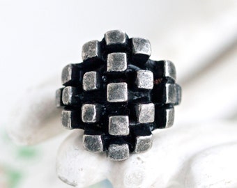 Cubist Pewter Ring - Adjustable