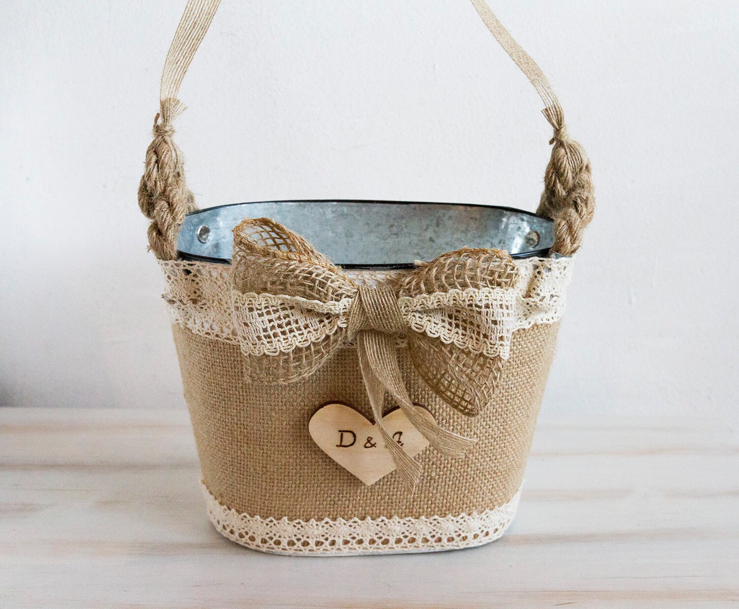 Rustic Flower Girl Basket Wedding Personalized by MyHouseOfDreams