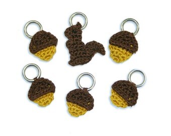 Lantern Moon Squirrel and Acorns Stitch Markers