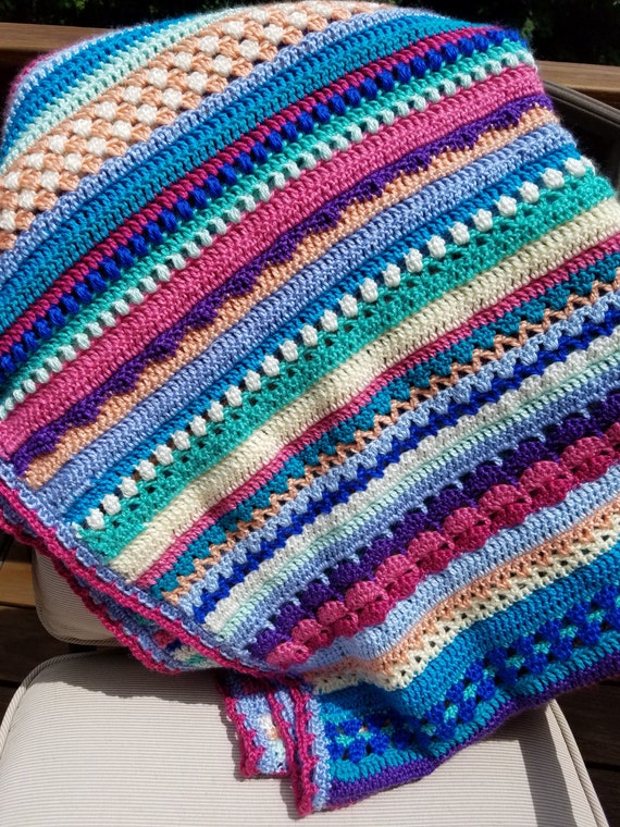 Multi-color crochet afghan Baby afghan Baby blanket Crochet