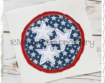 Raggy Applique Stars In A Circle Machine Embroidery Design - 4 Sizes