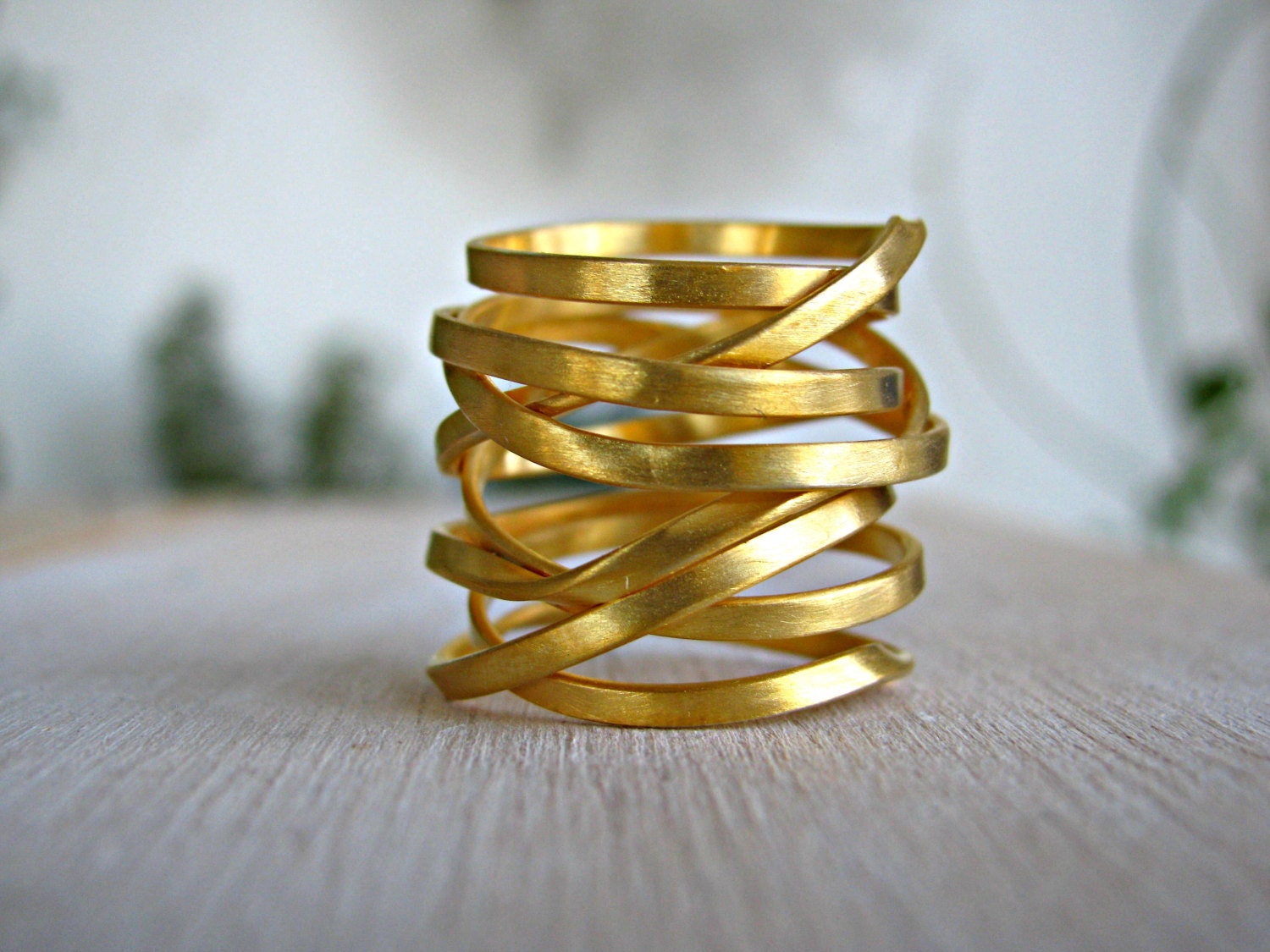 Wide Wrap Ring / Gold Wrap Ring/ Gold Plated Wraparound Ring