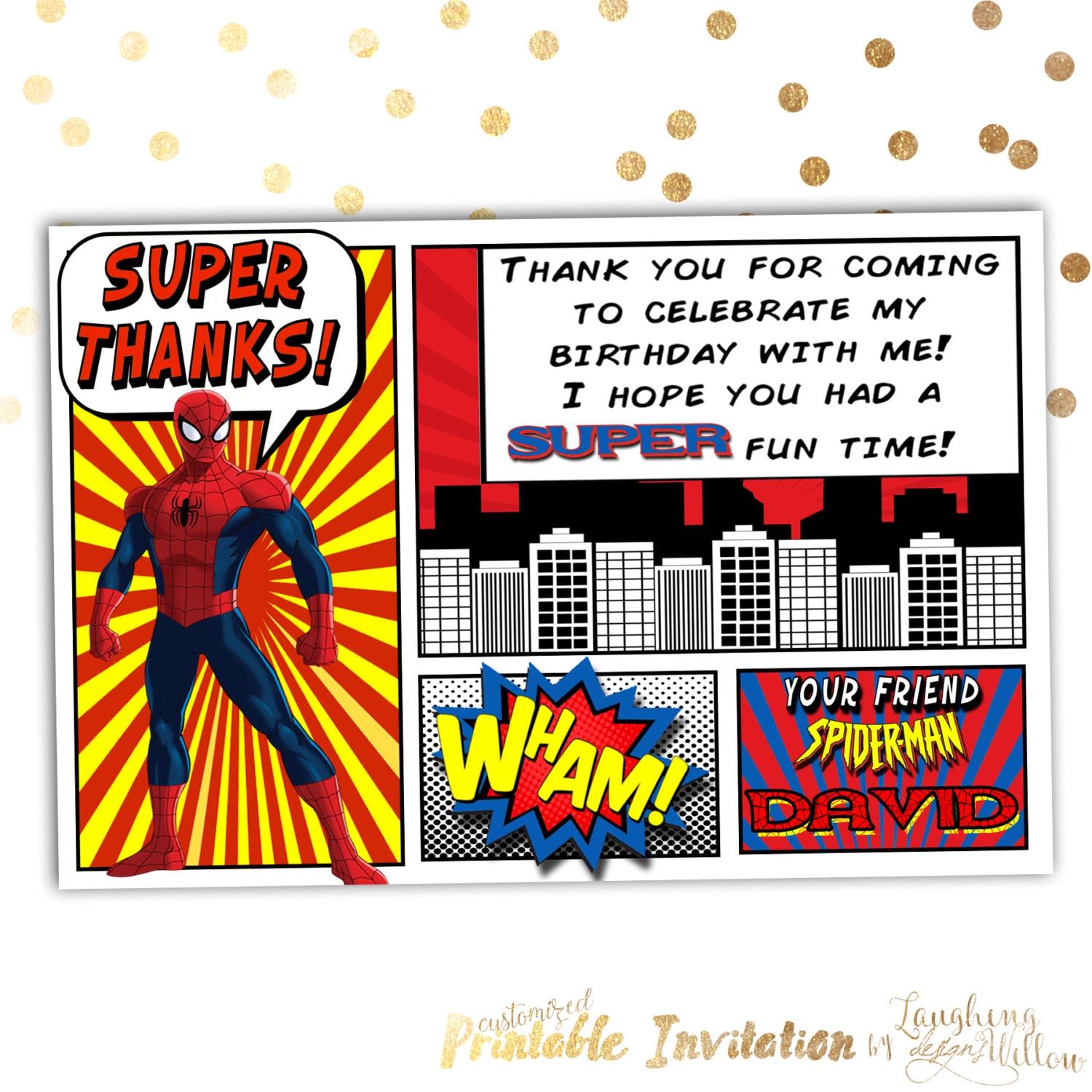 Spiderman Thank You Card / Spiderman by LaughingWillowDesign
