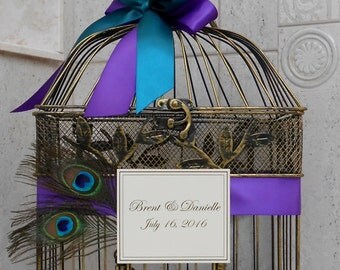 Peacock Wedding Birdcage Card Holder / Wedding Card Box / Birdcage Card Holder / Peacock Wedding Decorations / Wedding Decoration