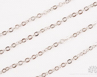 C110-R// Original Rhodium Plated Cable Chain, Gossy, 3M