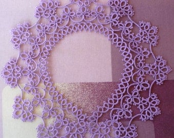 Handmade Collar - lilac collar - lace collar - feminine accessories - elegant collar - vintage style - tatting - for woman - crochet collar