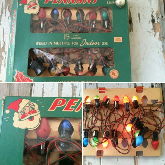 Antique Pennant Christmas Lights Vintage by happydayantiques