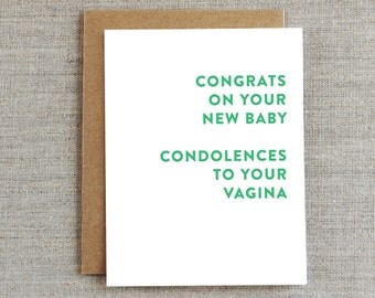 New Baby Card, New Mom Card, Congratulations Baby Card, Vagina Card, Congrats Baby Card, Funny Baby Card, Baby Shower Card