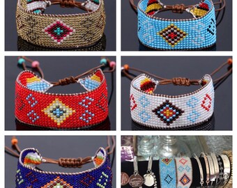 Handmade 13 rows Glass Beaded Bracelet - Rope String