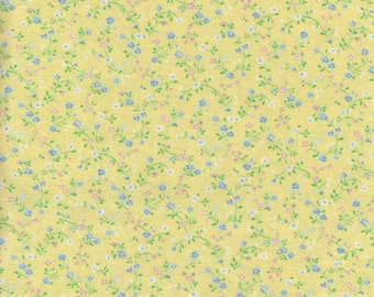 Yellow Floral Cotton Fat Quarter Fabric