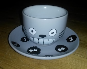 My Neighbour Totoro Inspired Hand Painted Tea Cup and Saucer