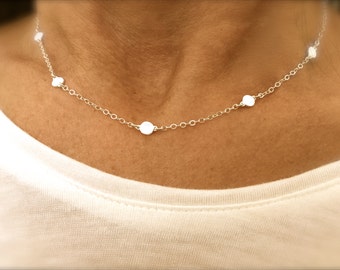 mini disc station necklace - multi disc - - silver disc necklace - gold disc necklace - chain necklace - teeny tiny discs - dainty