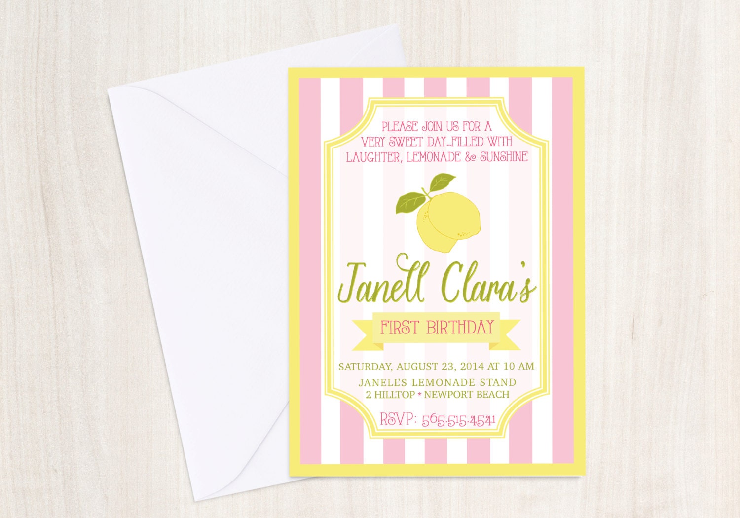 LEMONADE Birthday Party Invite Lemonade Stand Invitation
