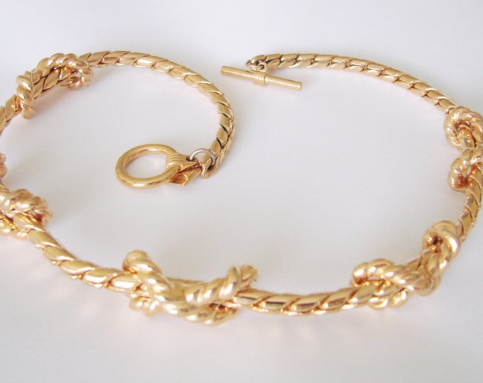 Vintage Anne Klein Statement Necklace / Designer Signed / Goldtone / Jewelry / Jewellery