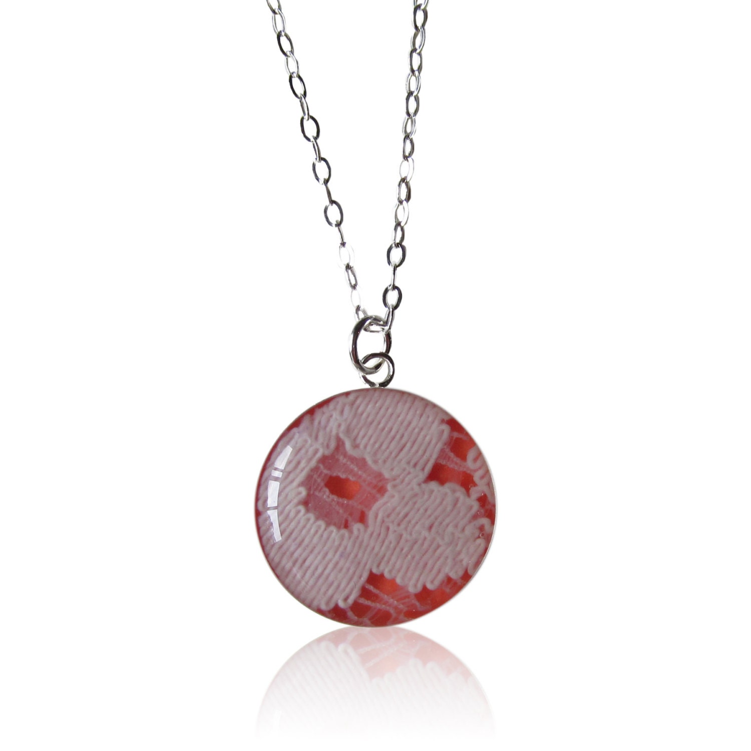 Sterling Silver Small Pendant Necklace Made With by LACEstudio