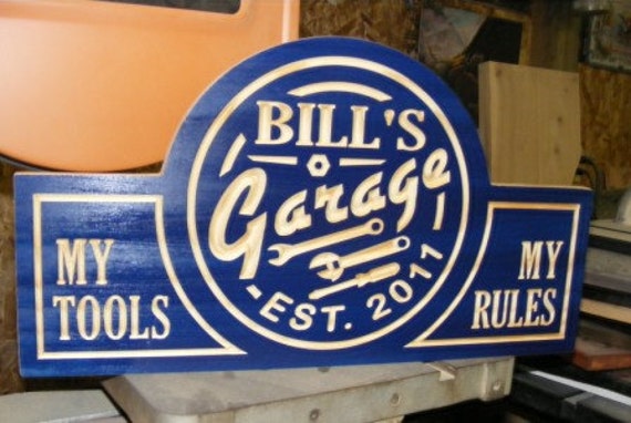 Garage sign Custom Carved Wood Sign