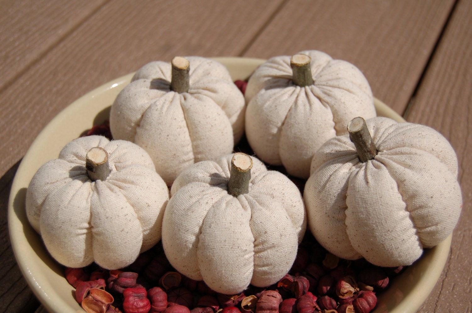 Primitive Fall White Pumpkin Ornies Bowl Fillers