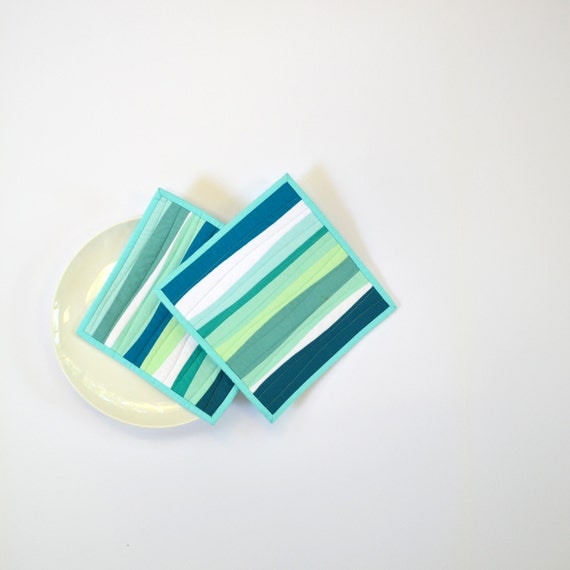  Aqua Pot Holders  Pot Holders  Modern Kitchen Decor Teal