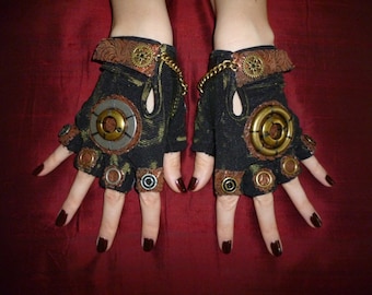 Men's Steampunk "MAD HATTER" Gloves- Moonhoar, Comic Con, Apocalypse, Mad Max, Road Warrior, Burning Man, Alice Through the Looking Glass