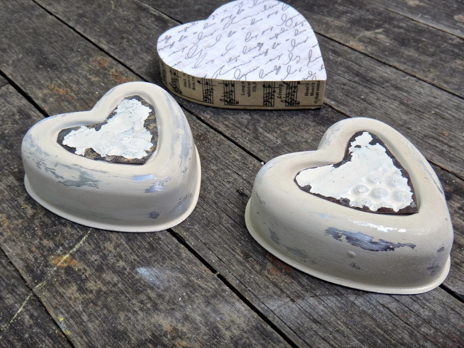 Tin Hearts SET TWO Aluminum Molds Aluminum Hearts Creamy