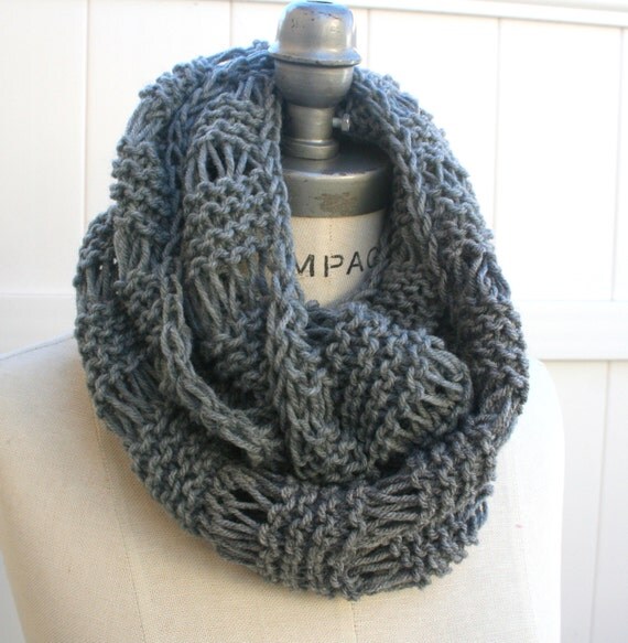hand Grey Knit infintiy Scarf, Top selling shop item, Most sold Items ,Winter Neck warmer - By PIYOYO
