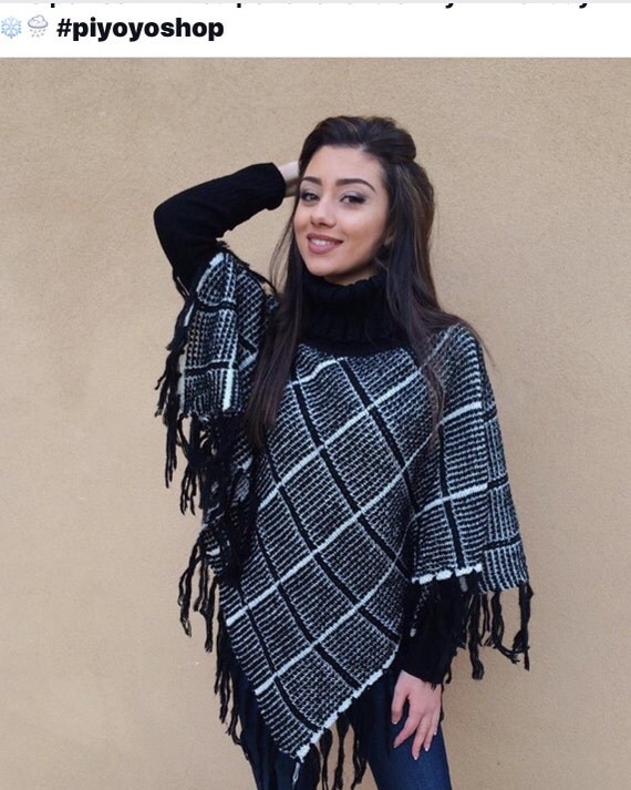 Cowl Neck Poncho, Womens poncho,turtleneck, Plaid Woman Poncho, Cape, Best selling Items ,Turtle Neck Poncho, Outerwear, plaid Poncho