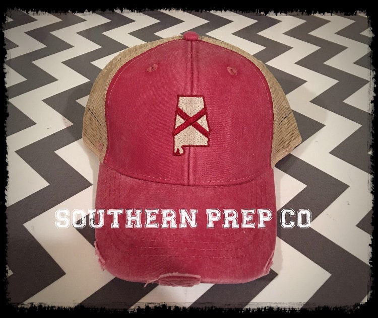 Alabama Flag State Distressed Trucker Cap by SouthernPrepCo