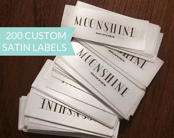 Qty 200 - Custom satin clothing label - Custom Garment label - Printed clothing labels - Custom brand label