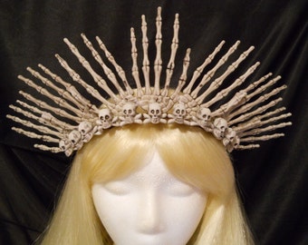 Skull Crown Halloween Crown Sugar Skull Bone Skeleton Day of the Dead Headdress King Gothic Black Skulls Queen Pirates of Caribbean Costume