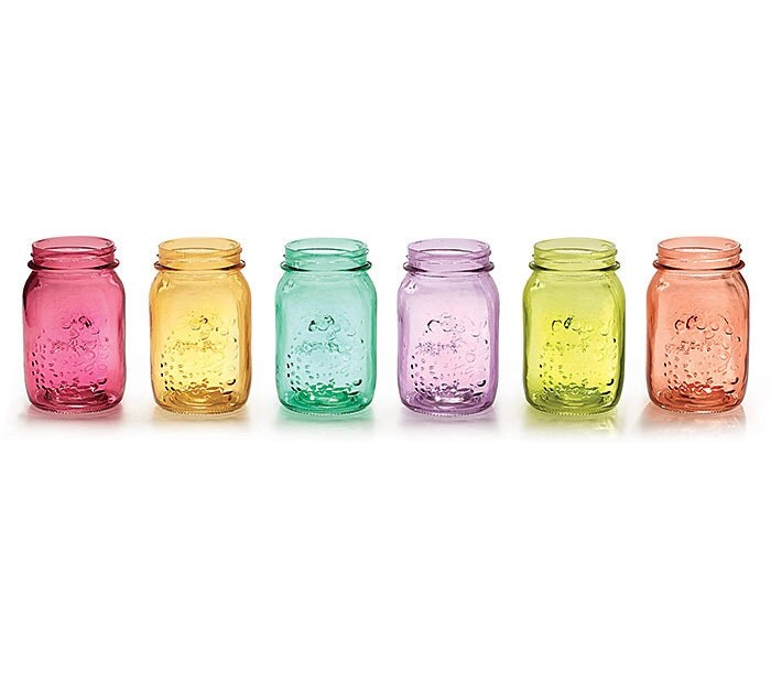 12 Mason Jar Vases on SALE Pint Size Translucent Colors Pink