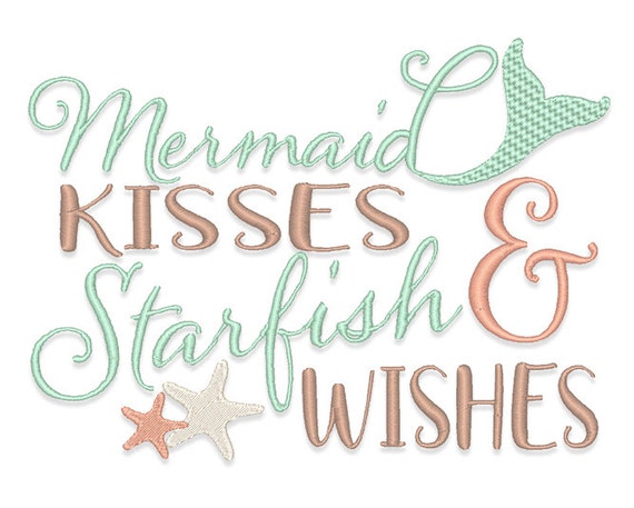 Download Mermaid Kisses and Starfish Wishes Embroidery Design Set