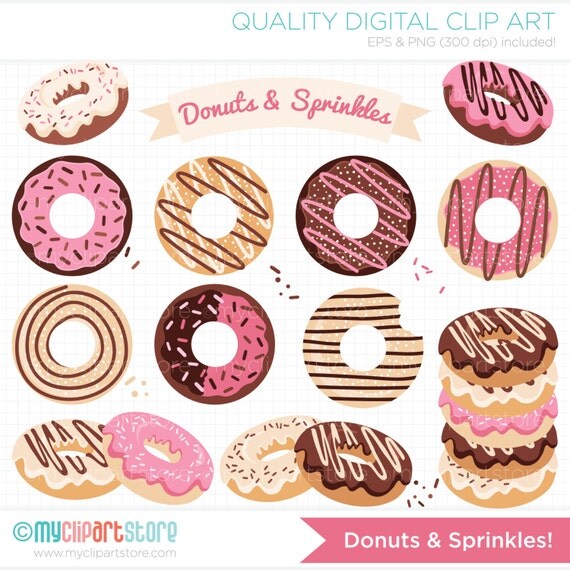 Clipart Donuts and Sprinkles / Doughnuts Clip Art Digital
