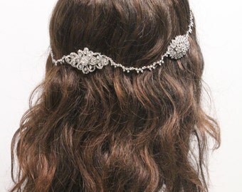 Bohemian wedding headpiece,Bridal crown,Wedding headband,Wedding hair accessories,Boho headpiece,Silver hair halo,Boho headband,Wedding clip