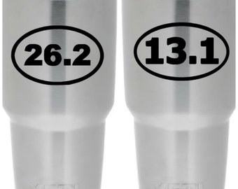 Marathon half Marathon running Cup Mug tumbler decal 26.2 13.1