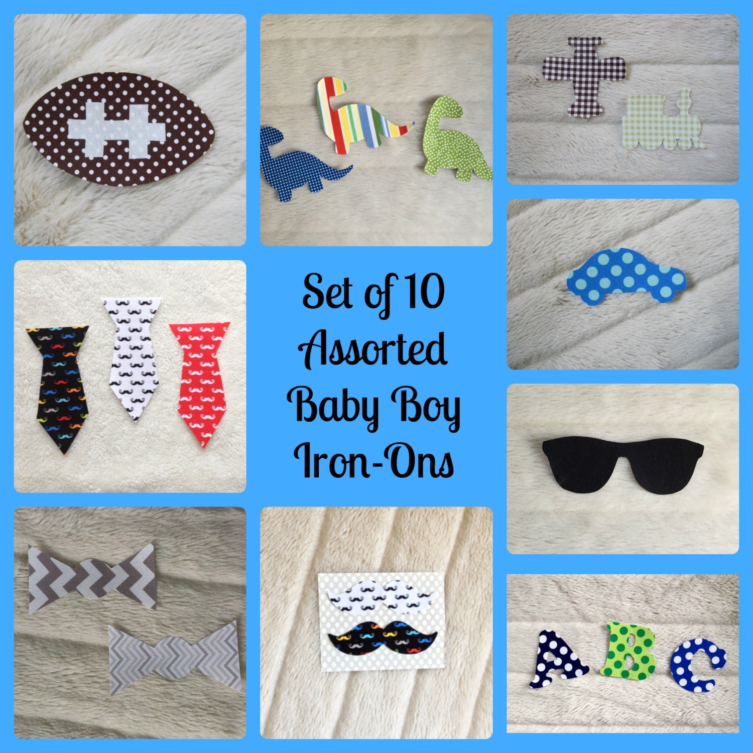 10 Assorted Baby Boy Iron Ons Onesie by BoyOhBoyBoutique on Etsy