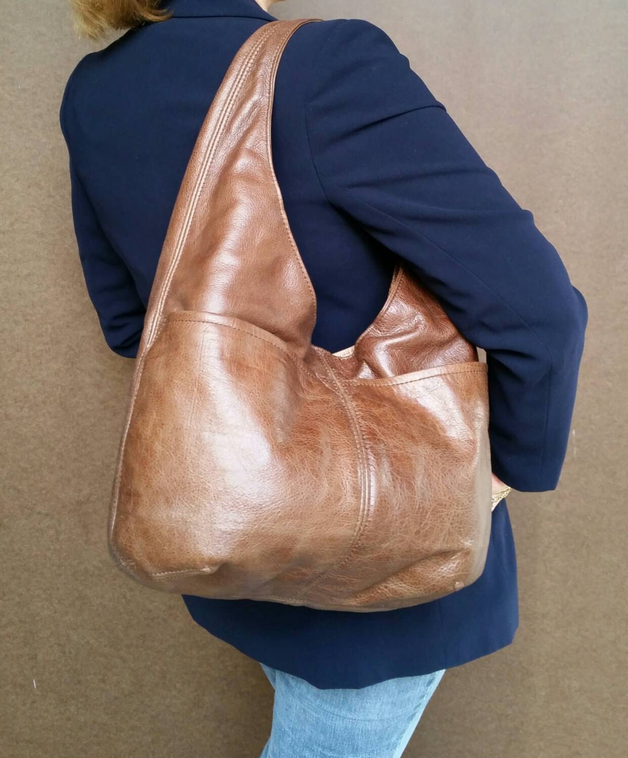 Distressed leather purse rustic brown shoulder handbag
