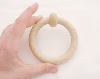 Large wooden ring for baby rattle toy or theeting toy