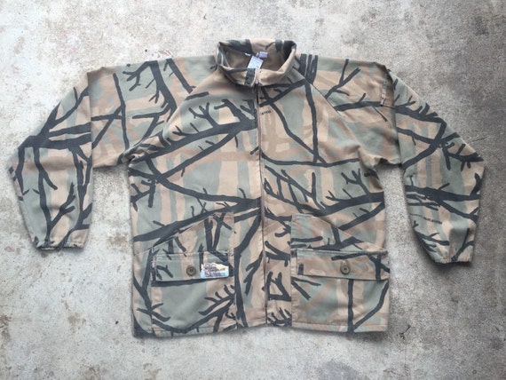 Items similar to Mens 1989 sticks and limbs print camo hunter jacket by ...